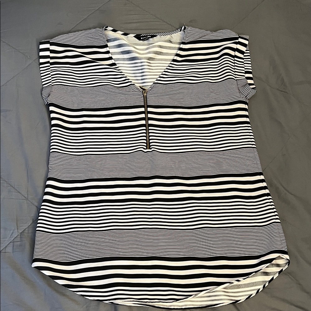 Express Black and White Striped Women's Top
